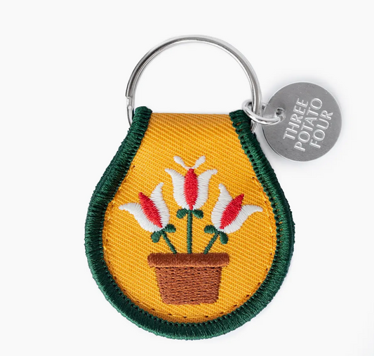 Potted Tulips Patch Keychain