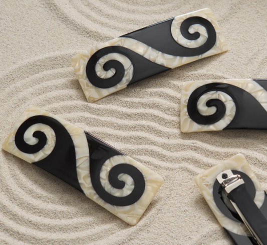 Twin Spiral French Barrette (Black)