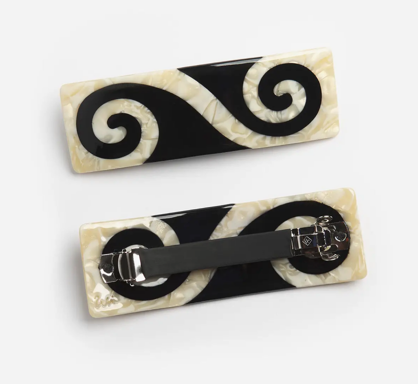 Twin Spiral French Barrette (Black)